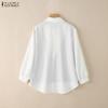 ZANZEA Women Turn Down Collar Long Sleeve Patchwork Casual Blouse
