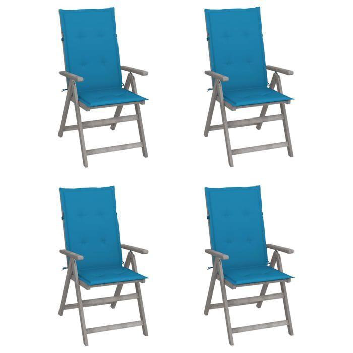 VidaXL Lot de 4 Chaises Inclinables de Jardin avec Coussins, Sièges de Terrasse, Chaises de Salle à Manger, Meubles de Patio 3065381