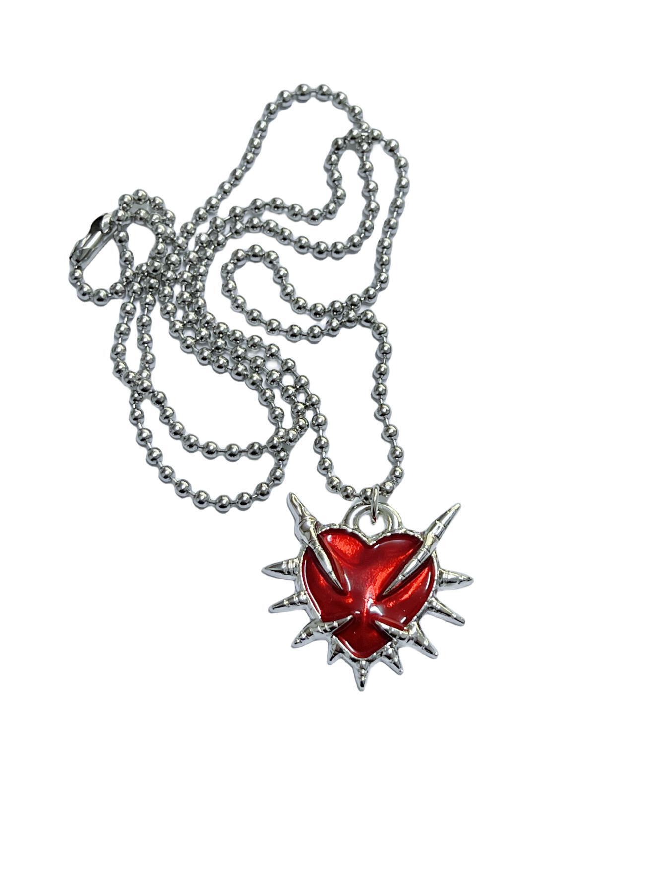 

Gothic Personality Red Oil-dripping Thorny Heart-shaped Pendant Necklace for Women Men Halloween Party Jewelry Accessories Gifts красный
