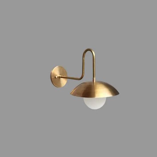 Gooseneck Brass Wall Sconce with Globe — Curved‑Arm Indoor/Outdoor Light Fixture