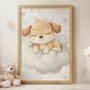 Poster Cute Dog On a Cloud Poster Cute Dog On a Cloud, 50X70 Cm, Black Aluminum Frame, 230 Gsm Matte Paper
