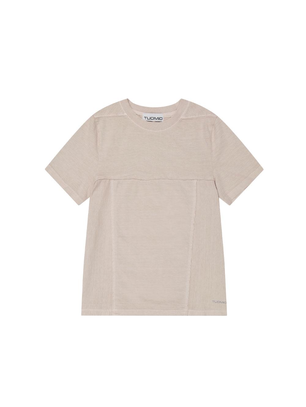 Tuomio Garment Dyed Seam Point T-Shirts [Beige] 4