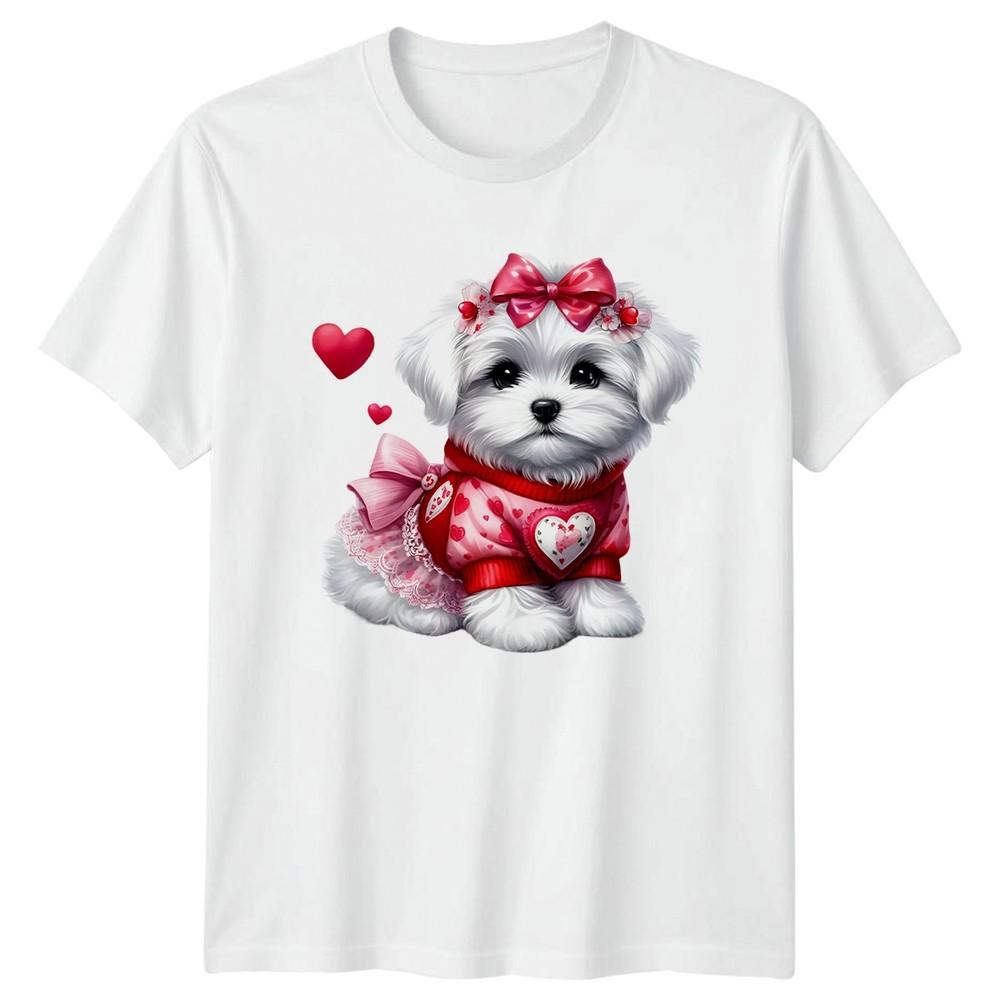 Cute Puppy Dog Hearts Valentines Day Unisexs TShirt Unisexs Tee Graphic Unisex S