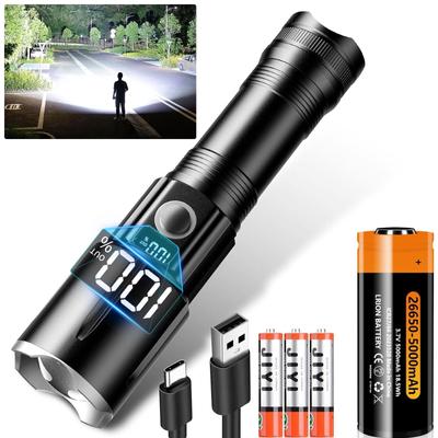 Flashlight Memory LCD Screen Digital Remaining Capacity LED Distance Bright Zoom Handheld Work USB Rechargeable Hand New Large Capacity Work Light