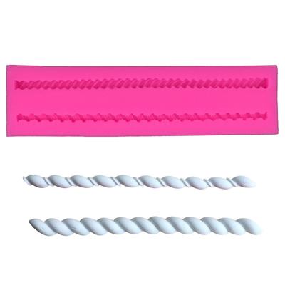 Stampo in silicone per decorazioni di torte al cioccolato con pizzo di corda 3D di forma lunga, fai da te, per dolci, fondente, utensili per decorazioni di nozze