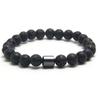 Geometric Black Dandan Stone Lava Rock Tiger Eye Beaded Bracelet With Elastic Cord For Men And Women
