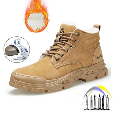 Cizme de lucru de siguranță pentru bărbați, iarnă, cu vârf înalt, anti-spărtură, cu vârf de oțel, pantofi de siguranță anti-alunecare, indestructibile