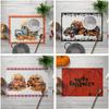 Halloween Placemat Cotton Linen Heat Insulation Pad and Antiskid Absorbent Tablecloths Dining Table Decor Kitchen Tableware Mat