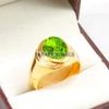 Peridot Oval Cut With 925 Sterling Silver Gold Plated Ring For Men's #B469 JL375683907558
