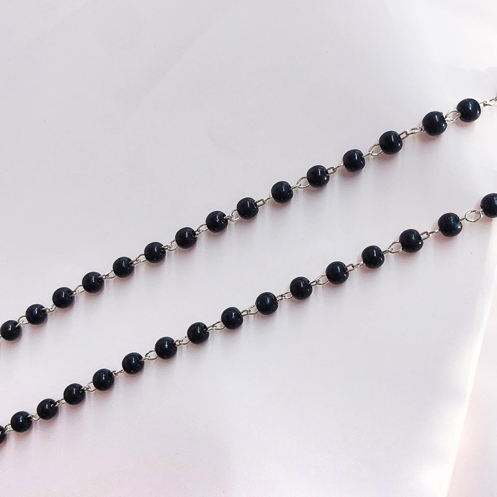 1meter 3-8mm Black Imitation Pearl Beaded Chain DIY Copper Necklace Chains Accessories for Jewelry Making Components Handmade
