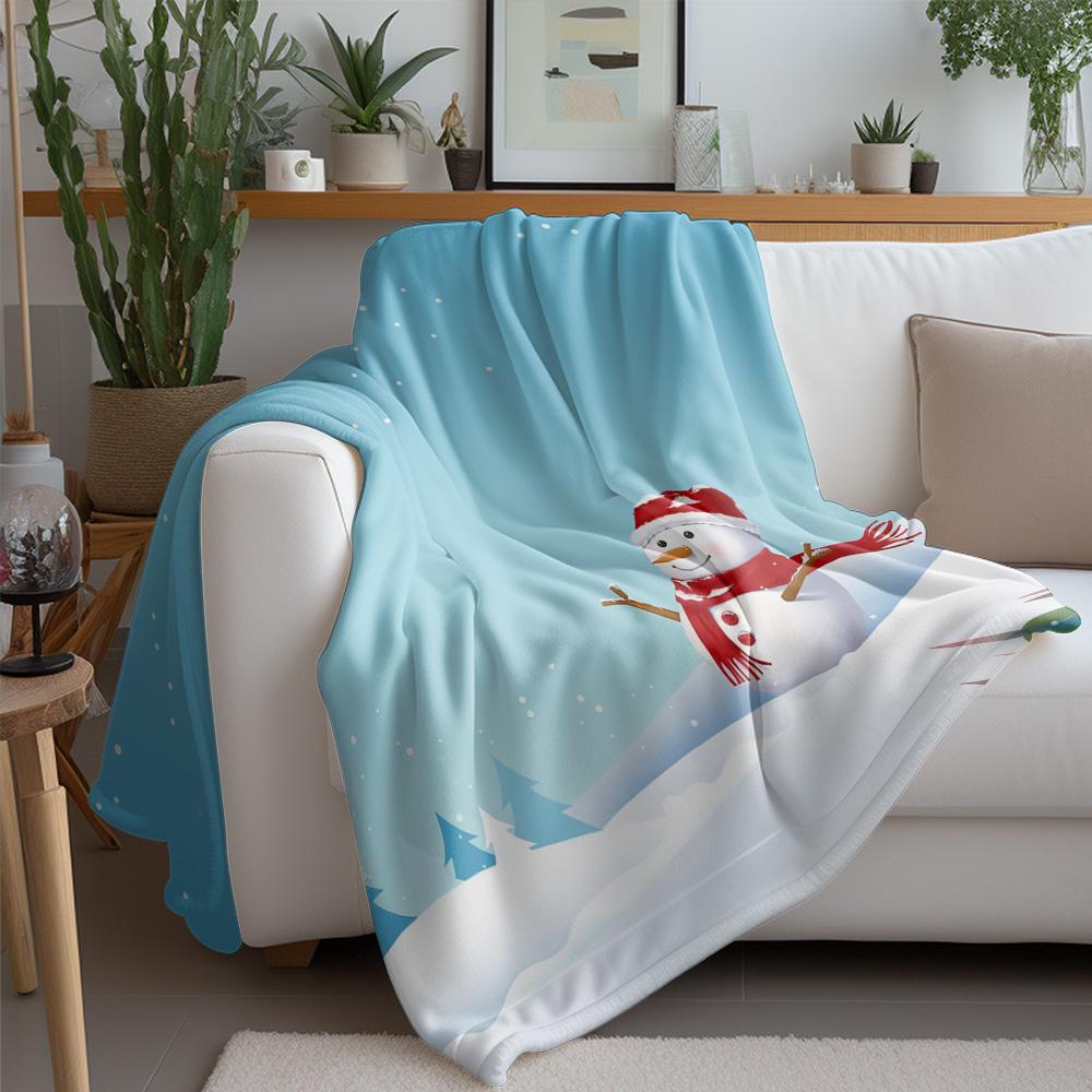 Tuniu Cute Snowman Plush Blanket for Winter Sofa Bed Bedroom Decoration Warm Soft Fleece Throw Blanket