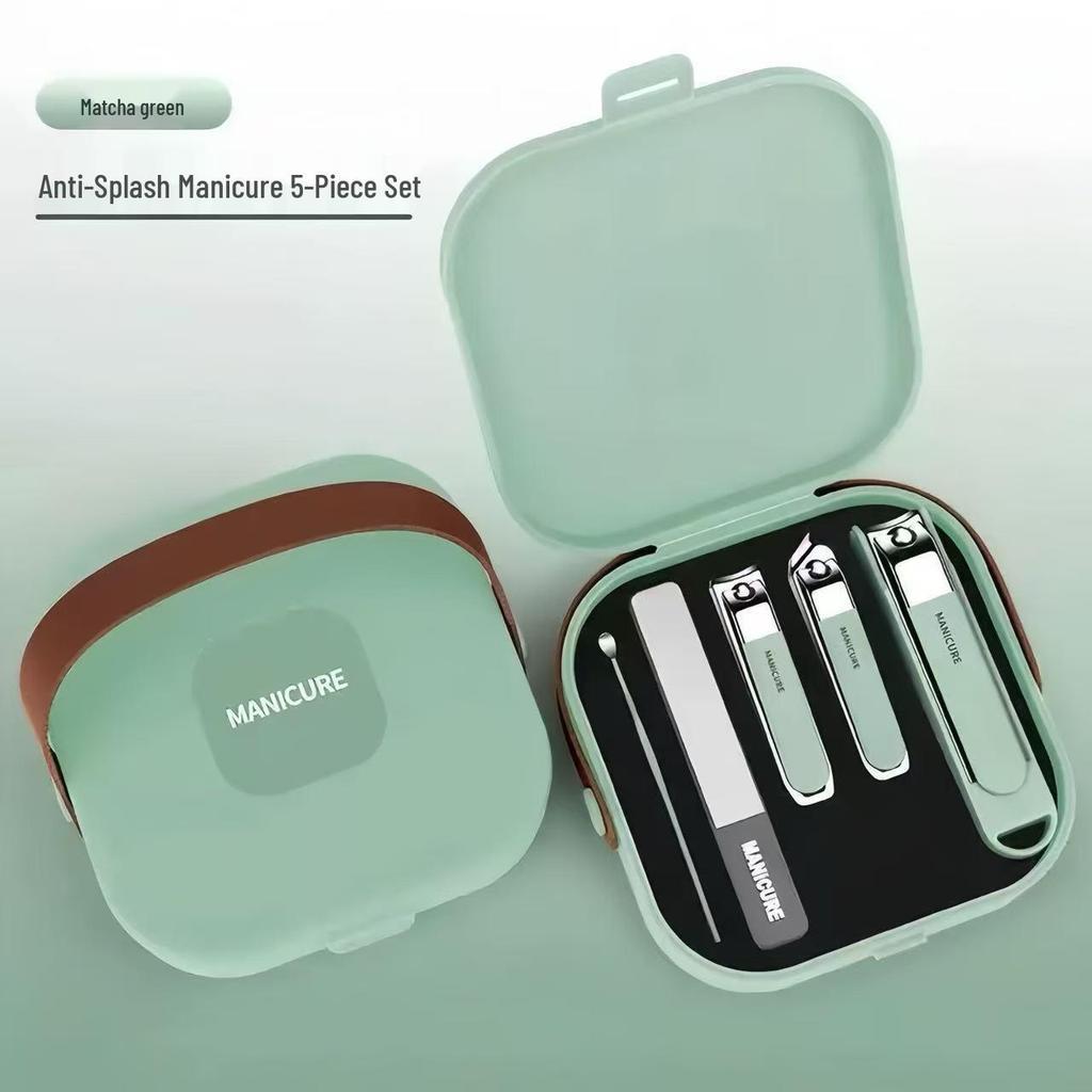 High-End Anti-Splash Nail Clipper Set with Portable Case - Manicure Tools