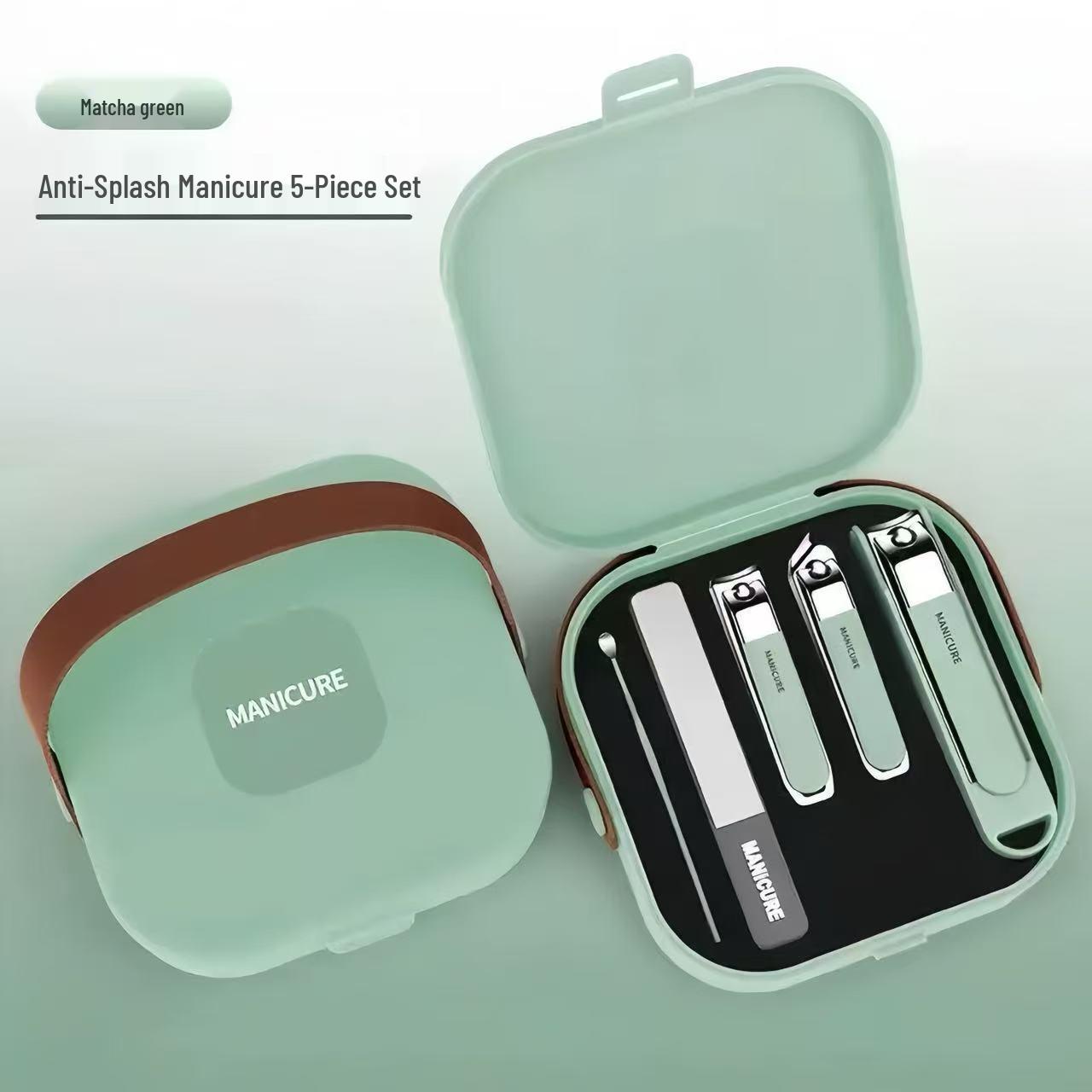 High-End Anti-Splash Nail Clipper Set with Portable Case - Manicure Tools