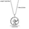 Cute Stitch Cartoon Pendant Necklace Jewelry Personality Sweater Chain with Filled Rhinestones for Women Gift