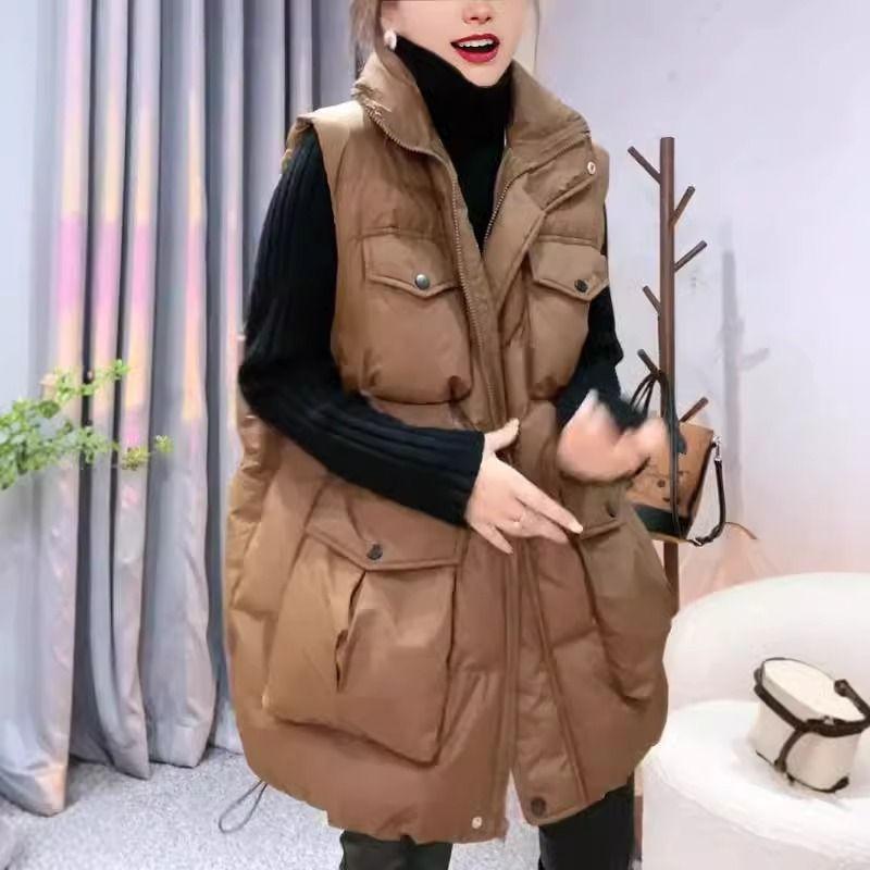 New Autumn and Winter Down Cotton Vest Women's Winter Long Wear Loose Joker Vest Vest Vest.