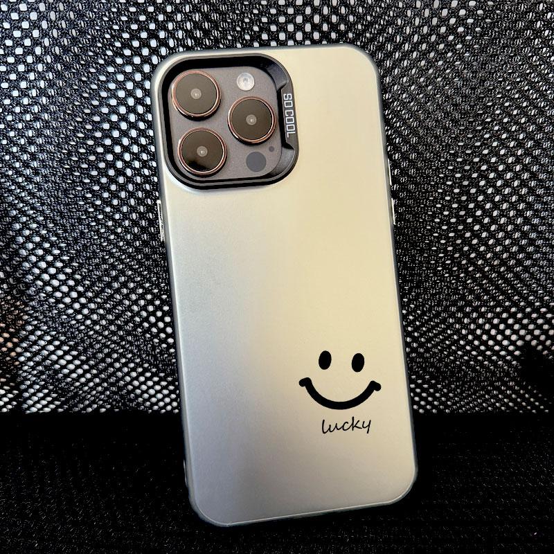Cute Cartoon Smile Face Phone Case for IPhone 11 12 13 Mini Pro Max 14 15 Pro Max Plus Shockproof Matte Laser Back Cover Fundas