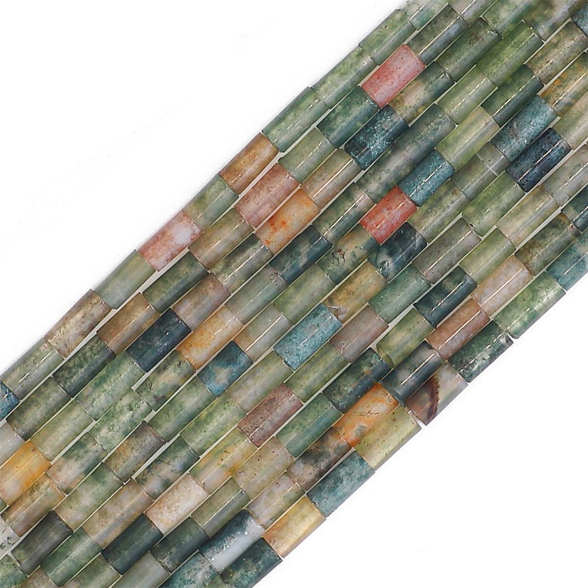 

38 см мини-трубка из натурального камня в форме агата, кварца, аметиста, бусины для DIY, модные ювелирные аксессуары, 15 дюймов/нитка Moss Agate