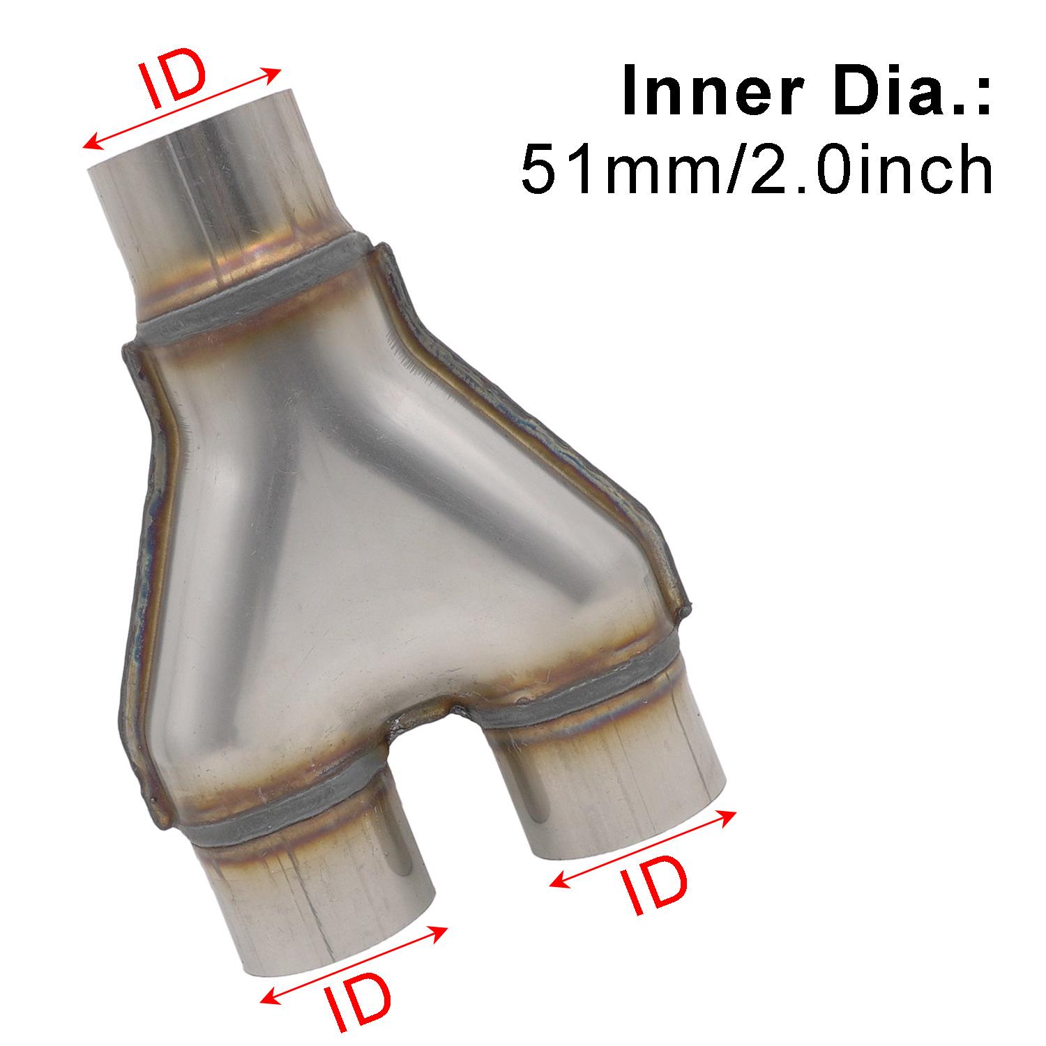 409 Stainless Steel H-Type Exhaust Pipe Connector: Four-Way & Y-Type, Fits 51-76MM
