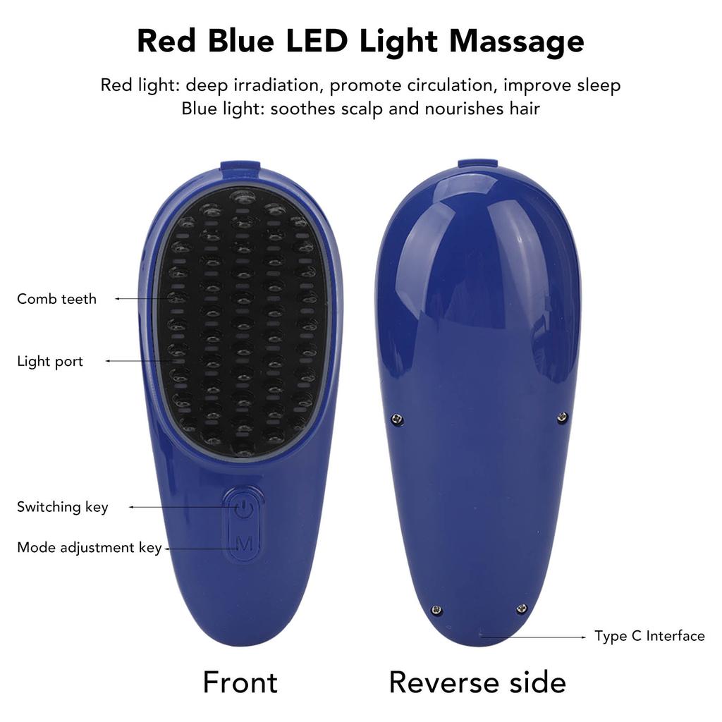 Electric Scalp Massager Brush Vibration Red Blue LED Fatigue Relief Promote Hair Growth Hair Massage Comb