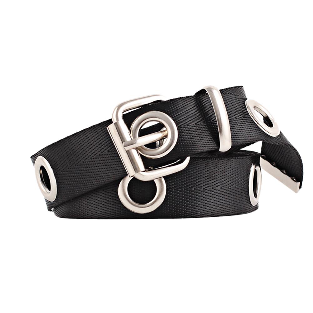 Women Fashion Lengthen Canvas Belt with Rectangle Metal Buckle