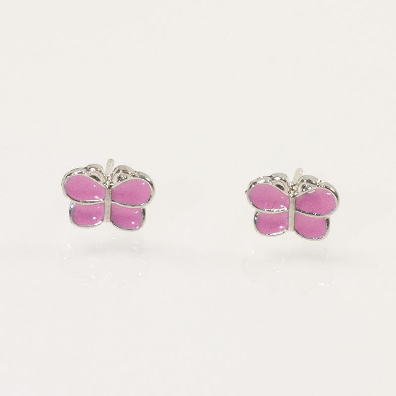 

S925 silver needle small fresh fun cartoon temperament women s small stud earrings painting oil simple bow girl earrings срібний