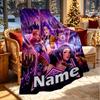 Custom Name Personalized Kpop Demon Hunter Print Blanket, Home Decor, Bedroom, Sofa, Camping, Couch, Gifts for Birthday Christmas