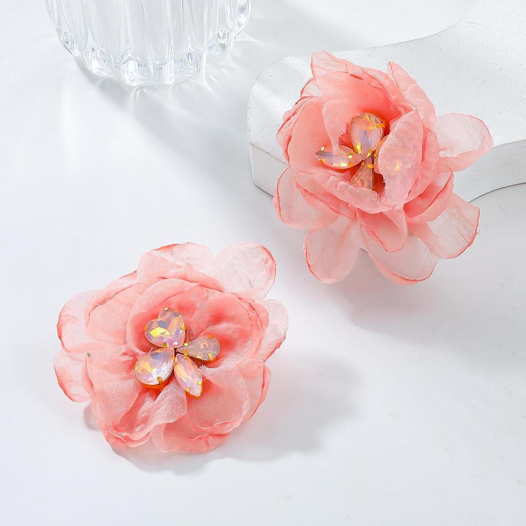 Multi-color Holiday Mesh Flower Diamond Earrings - Sweet Girly Forest Fairy Style