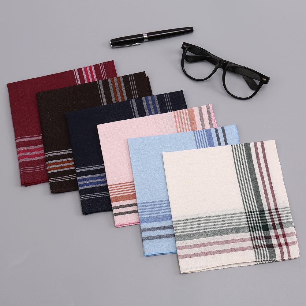 Men's Classic Light Plaid Stripe Polyester Handkerchief Series