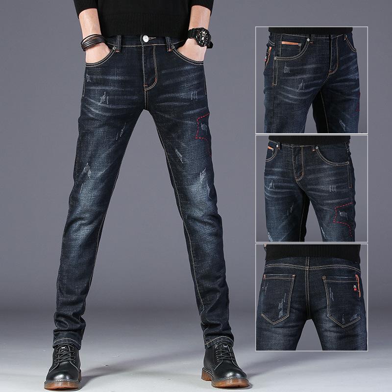 Sommer Herren Jeans Frühling und Herbst Hosen Herren Schwarz Trend Casual Stretch Freizeit Flut Modelle Kleine Beinhosen Hosen