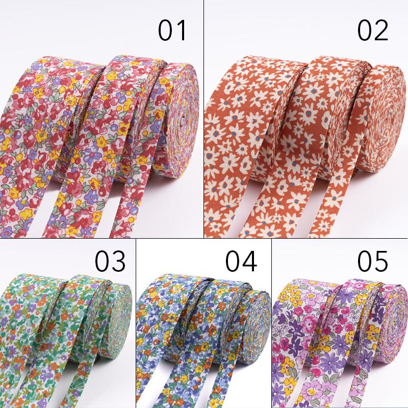 10 Yards 25/40mm Width Chiffon Flower Ribbon Print Fabric Floral Trim DIY Garment Hair Bow Tie Collar Handmade Accessory