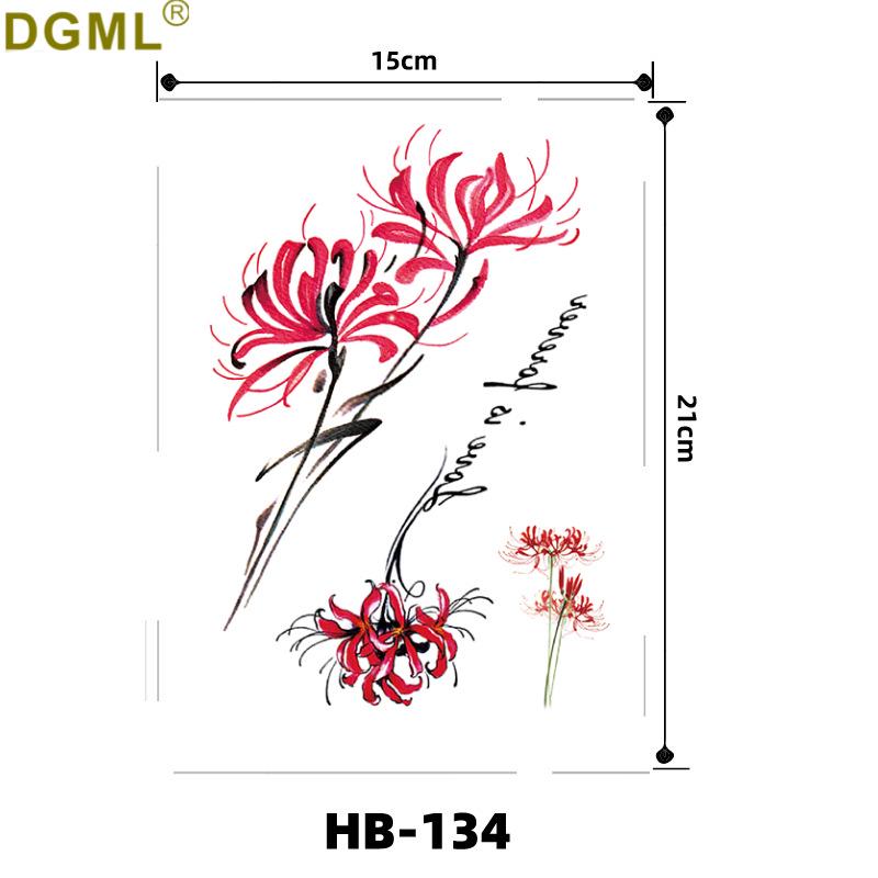 Geisha Skull Flower Tattoo Stickers: Halloween Arm & Face Ghost Designs