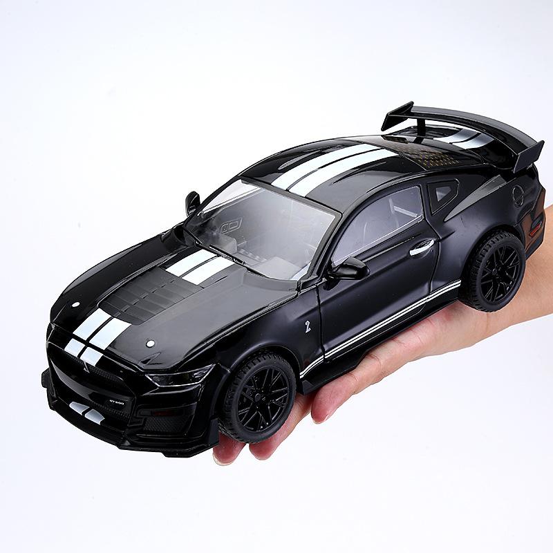 1:18 Shelby Gt500 Alloy Sports Car Model Diecasts Metal Racing Car Vehicles Model Simulation Sound Light Kids Gifts
