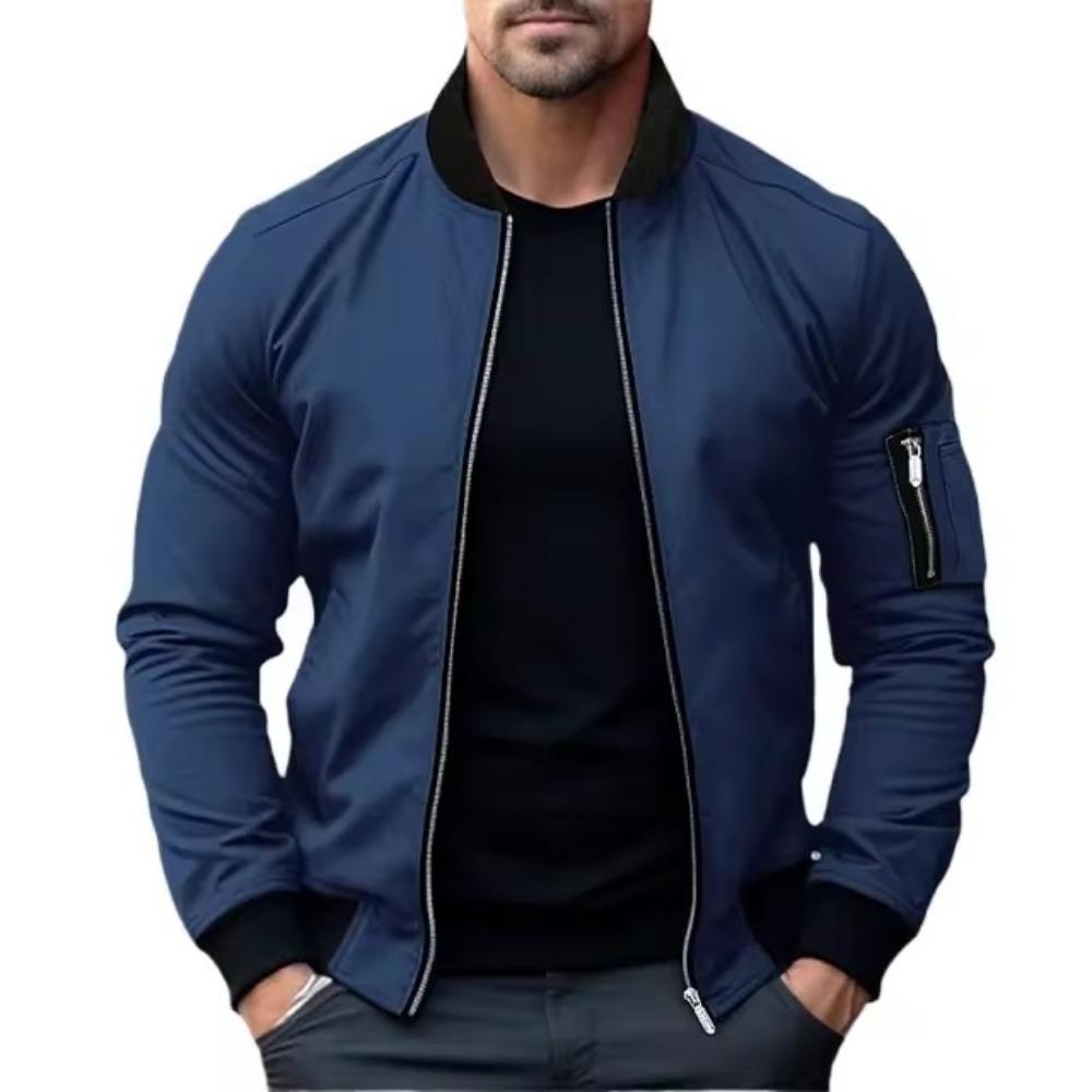Vestes pour hommes Couleur unie Bomber Veste Manteau Affaires Hommes Manteaux Coupe-vent Hommes Fermeture Éclair Coréen Basique Streetwear Hauts