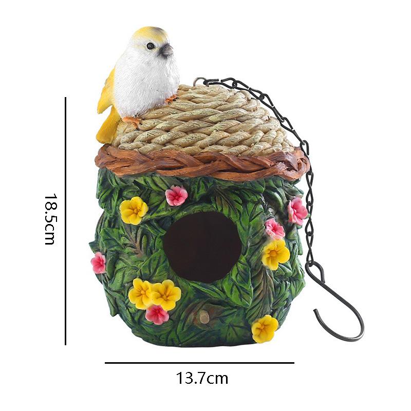 Garden Decoration Parrot Outdoor Bird House Warm Bird Nest Hanging Resin Ornaments