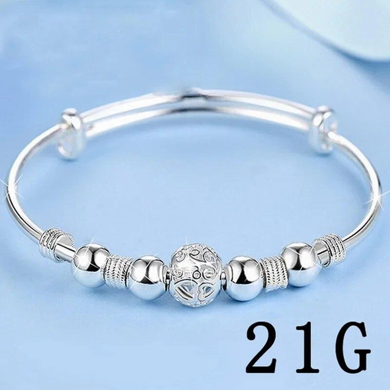 9/11 Beads Lucky Charm Bracelets Bangles Cuff Bracelets For Women Fashion Simple Vintage Silver Plated Charm Korean Bracelets
