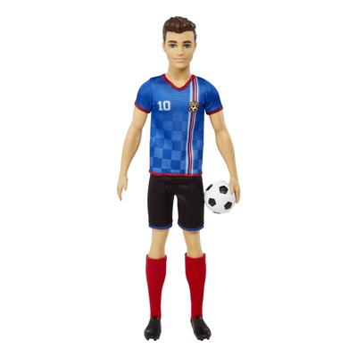 Barbie Fußballpuppe Ken Bunt (Kurzhaarfrisur, #10 Uniform)