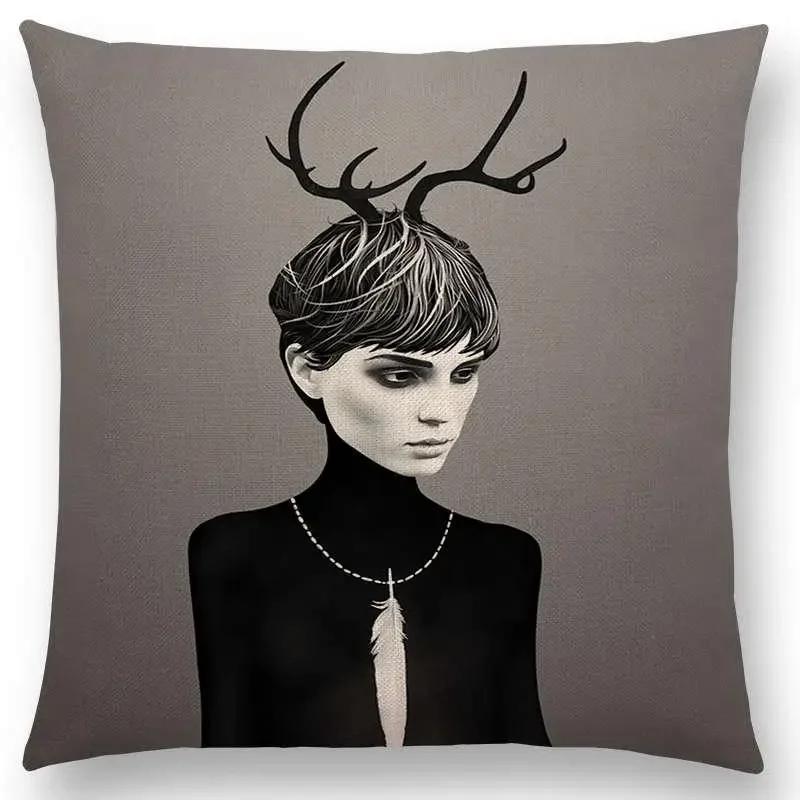 New Black White Style Wonder GirlSofa Pillow Case Elegant Lady Miracle Beauty Portrait Noble Mind Gorgeous Ideas Cushion Cover