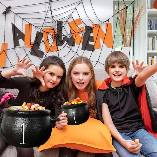 Mini Witch Cauldron Set Halloween Candy Bowl Candy Holder Plastic Measuring Cup Retro Pharmacist Atmosphere Trick or Treat Supplies