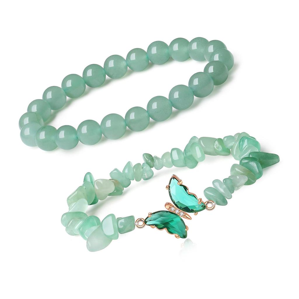 Trendigt Kristallsfjärilsarmband Unikt Kristallsfjärilsarmband med Naturstenspärlor för Modeälskare