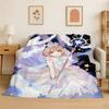 Cute Sakura Card Captor Girl Cartoon Flannel Blanket,Ultra Soft Warm Plush Throw for Home Bedroom Bed Sofa Cover Office Picnic