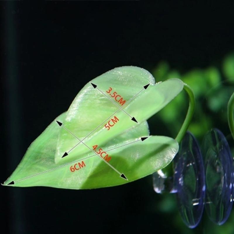 1Pcs Fish Tank Fake Plants Decoration Green Leaf Hammock For Betta Fish Stress-Reducing Aquarium Decor With Suction Cup