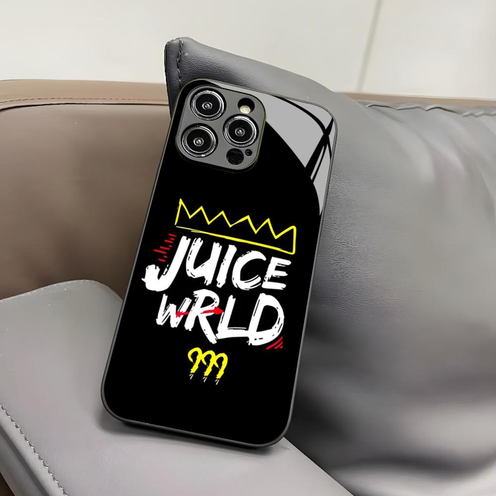 Kryt na telefon Singer J-Juice W-WRLD pro Iphone 17 Air 16 15 14 12 11 13 Pro Max Mini X Xr Xs Puls Černý skleněný kryt
