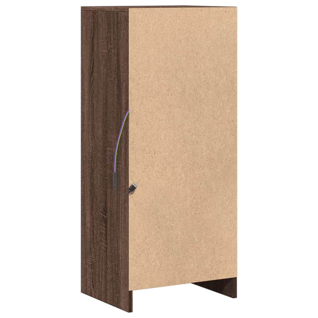 LED Sideboard in Brown Oak Look 42.5 x 34 x 100 cm Particleboard