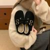 Fashion retro platform plush warm Birkenstocks women's new winter fluffy Mary Jane single shoes