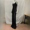 European and American summer mesh splicing solid color suspender skirt slim fit dress