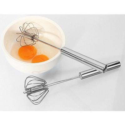 Utensile per mescolare le uova con rotazione semiautomatica in acciaio inossidabile, frullino per le uova, pressione manuale, miscelatore per uova