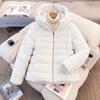 Womens Short Winter Coat With Faux Fur Trim Panel Design Hooded Cotton Puffer Jacket Cold Weather