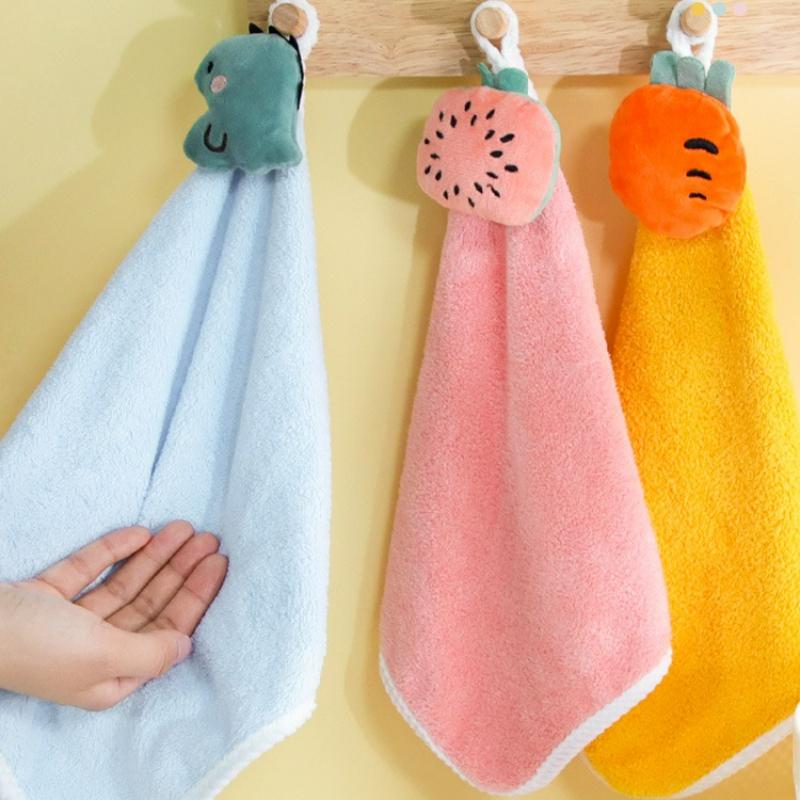 Cute Cartoon Children's Handkerchief, Thickened Hand Towel for Washing Hands, Water-absorbent, Hanging Hand Towel, Square Towel