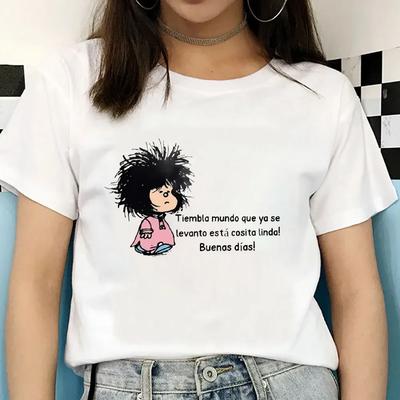 Kawaii Things Are Taken Care of Women TShirt Mafalda Cartoon Girls Y2k Basic Tops O-neck Polyester Male T Shirt Humor Gift