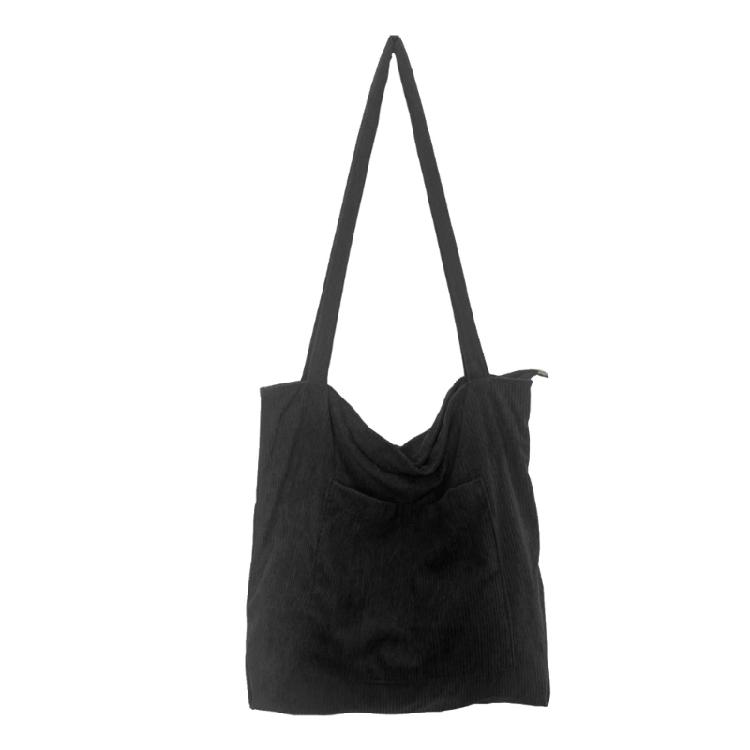 Модная вельветовая сумка-тоут большой вместимости, сумка на плечо для женщин чёрный